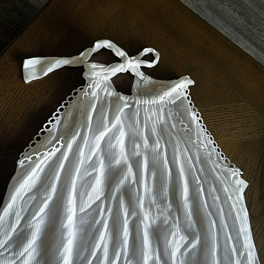 La Blanca Illusion Crinkle Cover-Up Dress, White, X-Small, $93